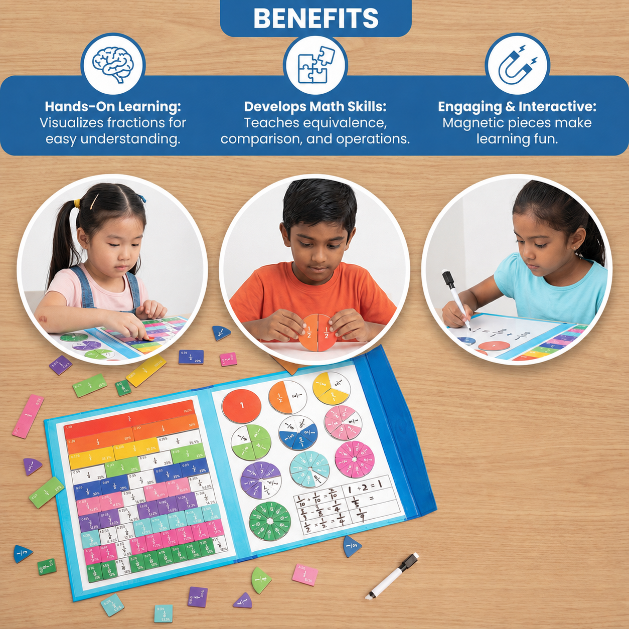Magnetic Fraction Learning Set – 102 Piece Educational Math Kit