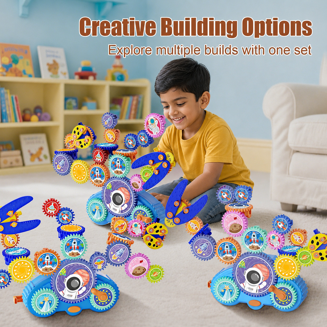 Space Adventure Rotating Gear Building Toy Set