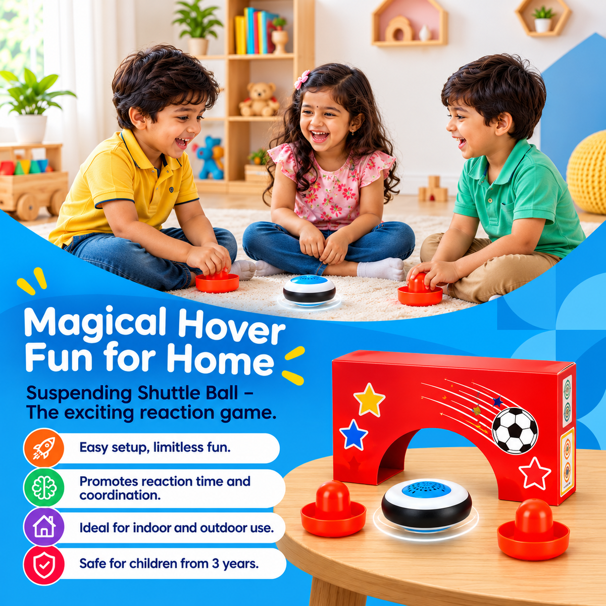 Portable Tabletop Air Hockey Set