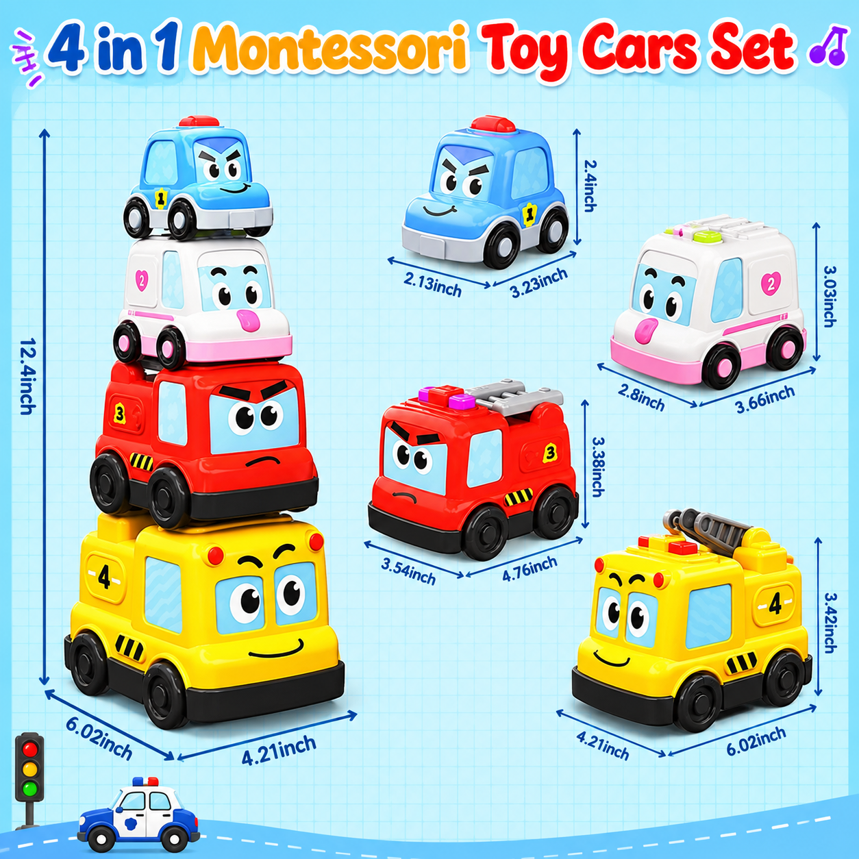 Rescue Buddies 4-in-1 Vehicle Set