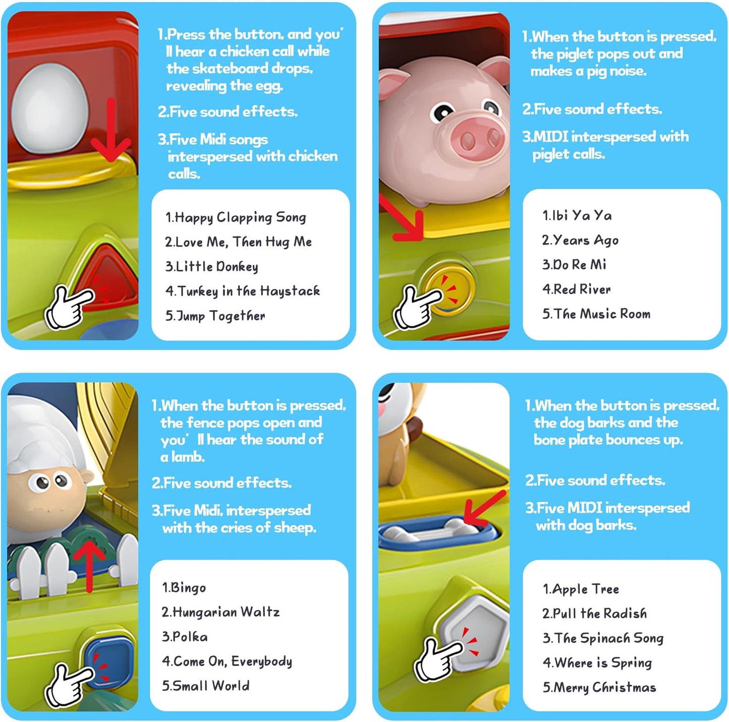 Pop-Up Farm Animal Toy with Music & Sounds