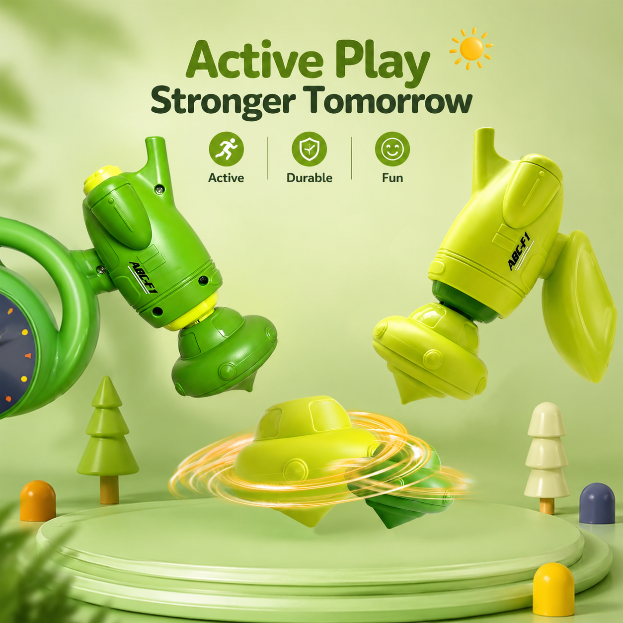 5-in-1 Gyro Whistle Flying Disc Launcher Toy