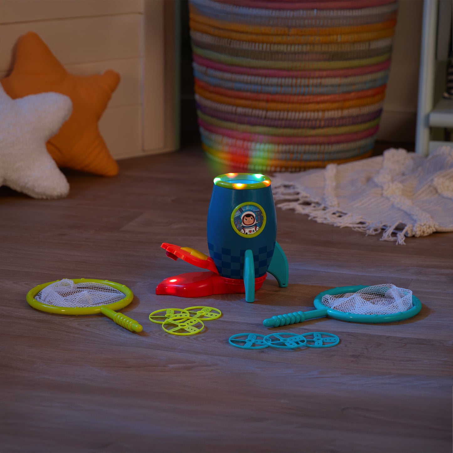 LED Flying Disc Rocket Launcher Toy Set