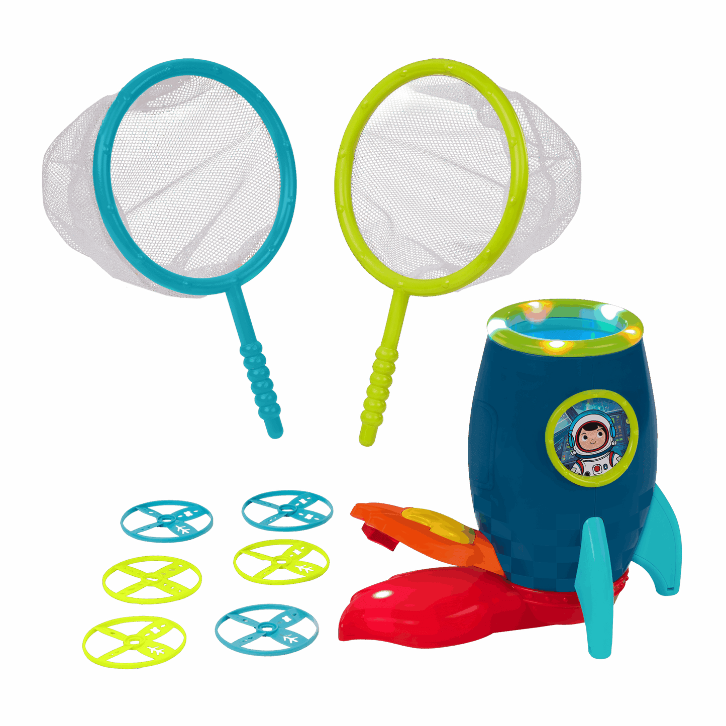 LED Flying Disc Rocket Launcher Toy Set