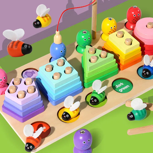 3‑in‑1 wooden educational toy