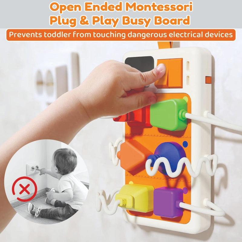 Montessori Plug & Play Busy Board for Toddlers with Light & Sound