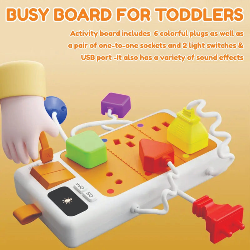 Montessori Plug & Play Busy Board for Toddlers with Light & Sound