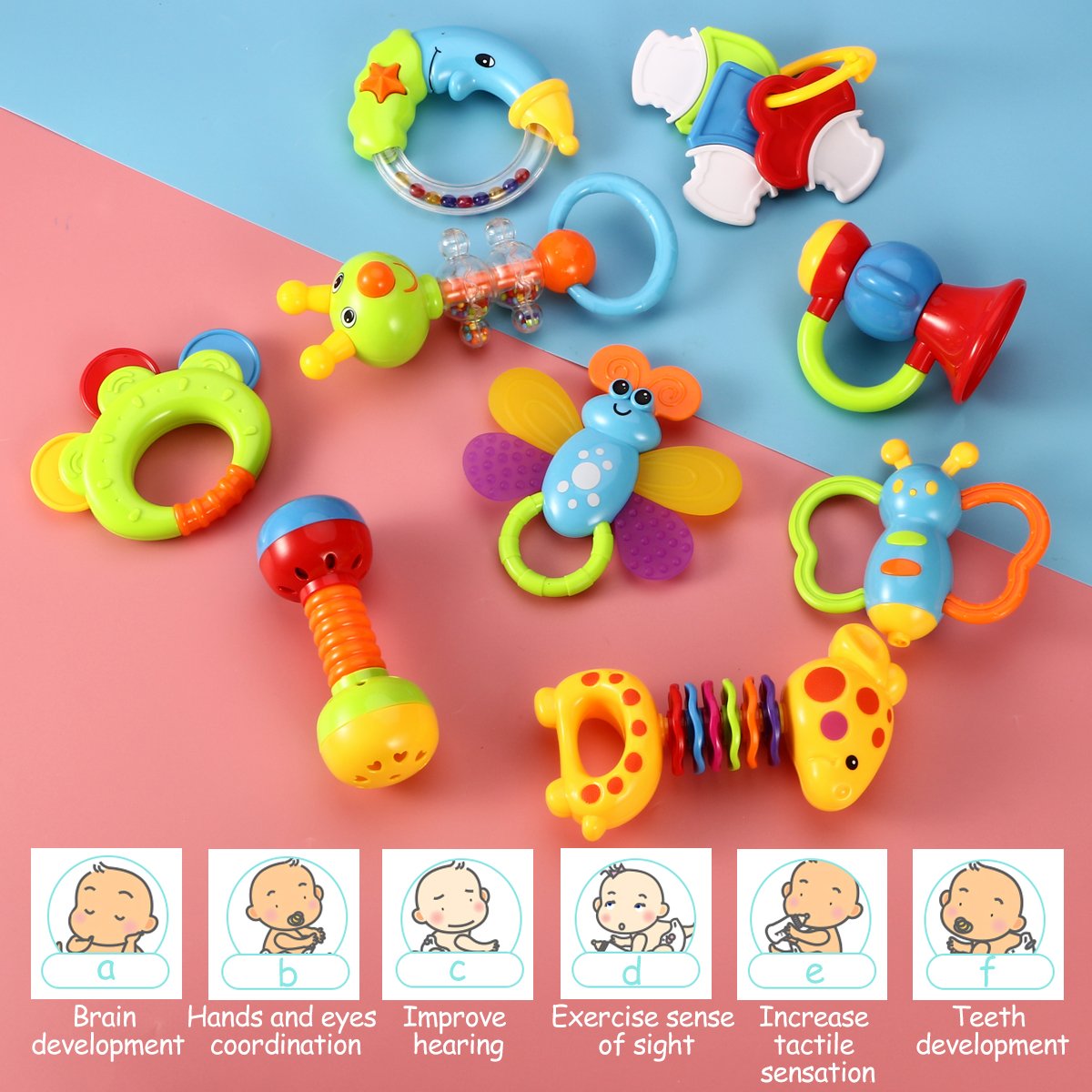 11-Piece Baby Rattle & Teether Gift Set with Big Sipper