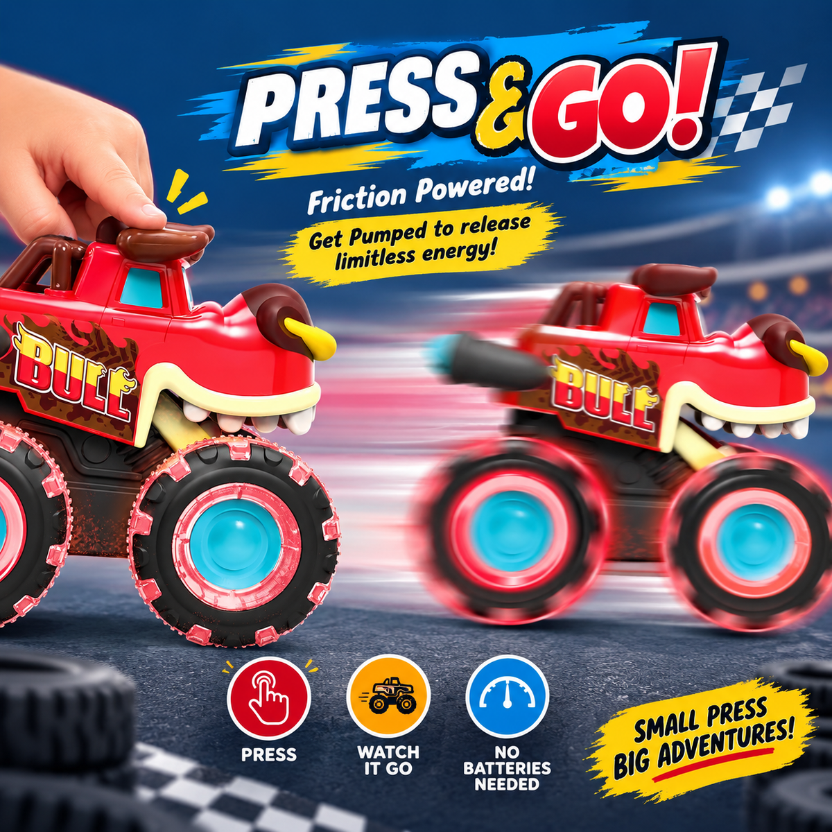 Glowing Monster Big Wheel Toy Car