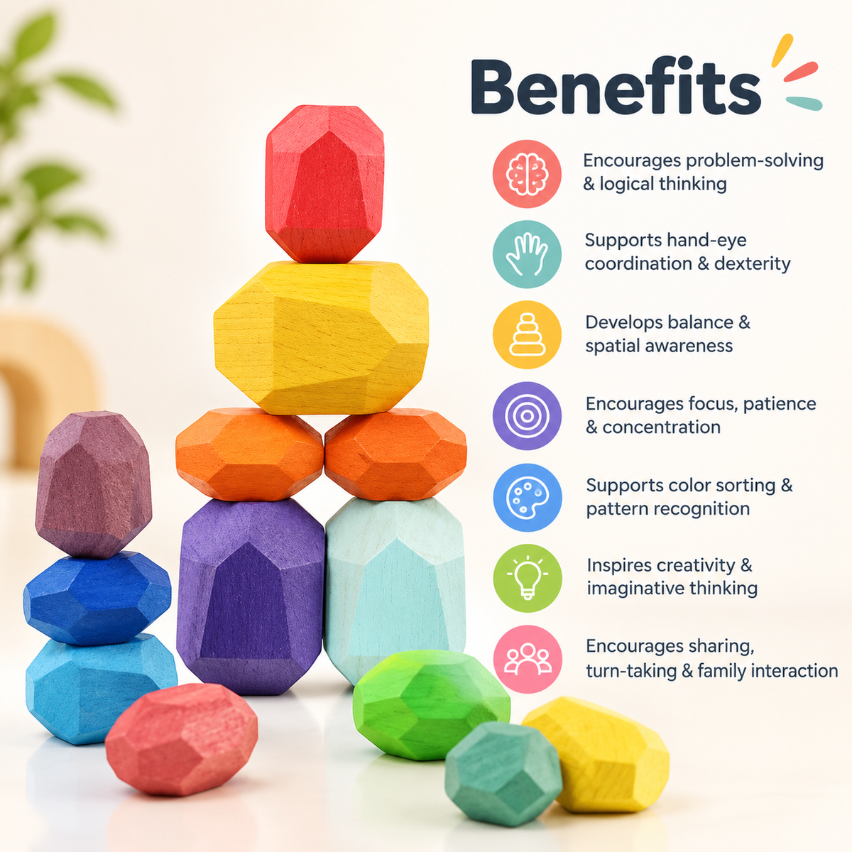 Wooden Stacking Stones Set of 36 Piece