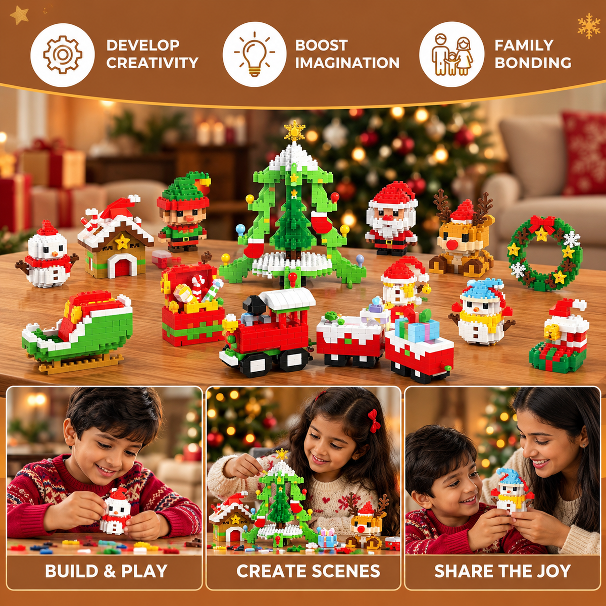 DIY Christmas Building Block Set – 12 Festive Figures