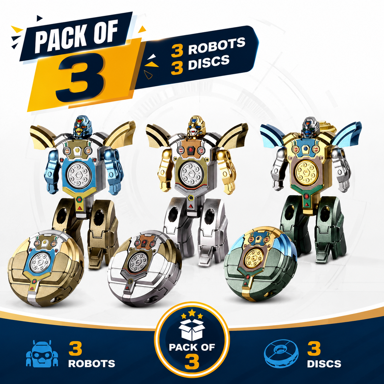 Transforming Gyroscopic Deformation Robot & Fidget Toy ( Set of 3 )