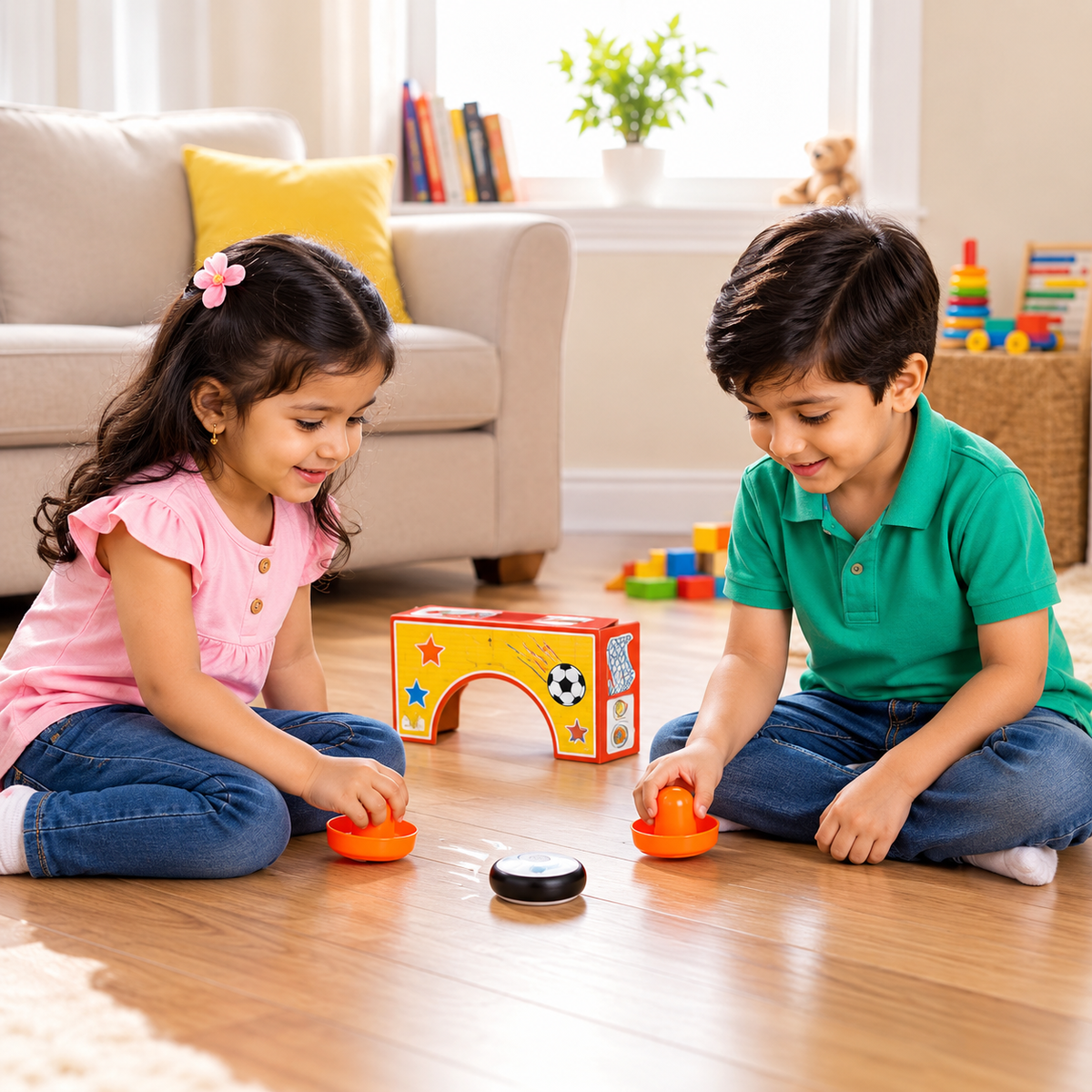 Portable Tabletop Air Hockey Set