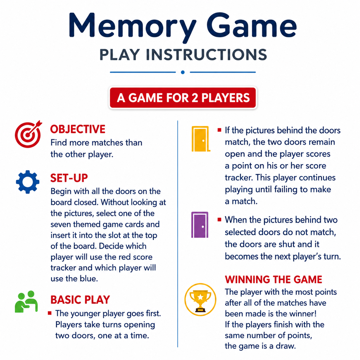 Flip & Match Memory Board Game
