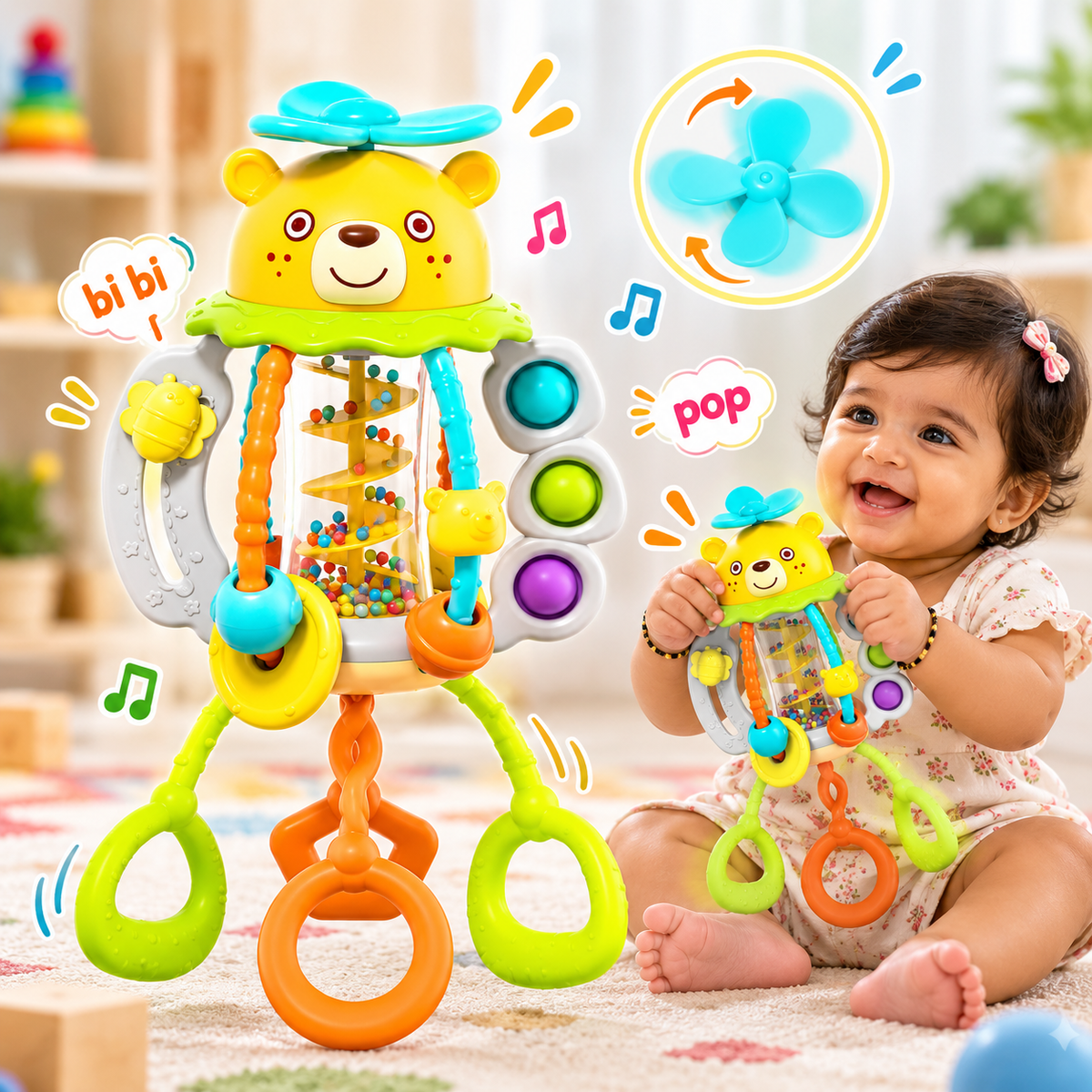 Multi-Sensory Pull & Rattle Teething Toy