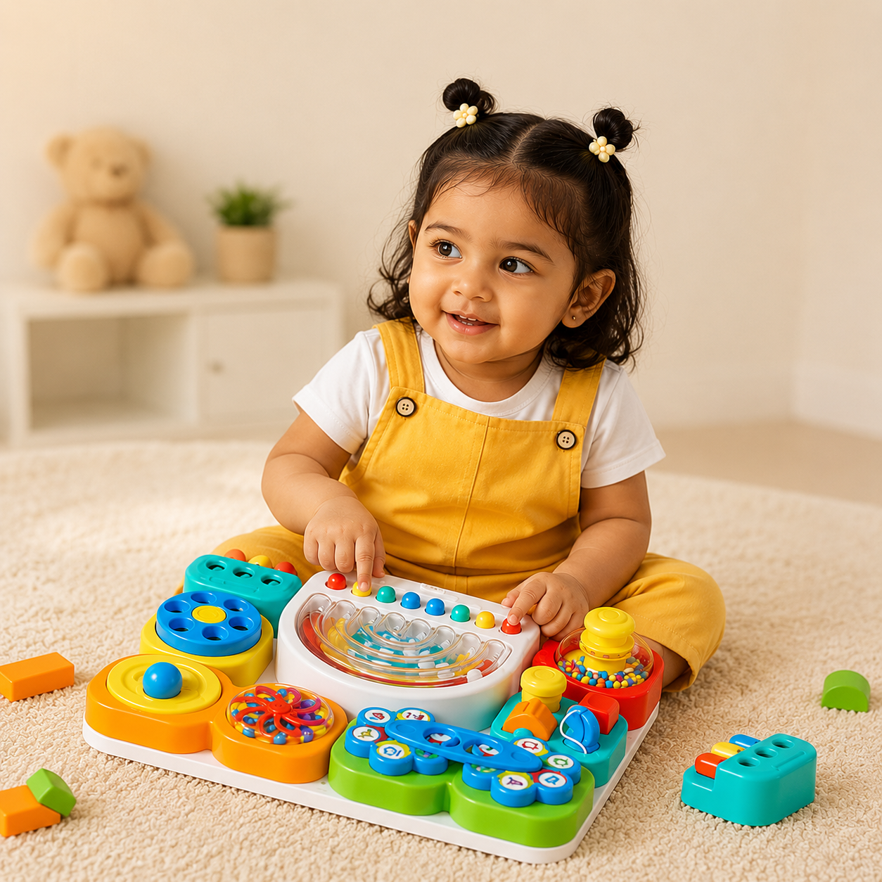 Montessori Busy Board – Sensory Learning Activity Board for Toddlers