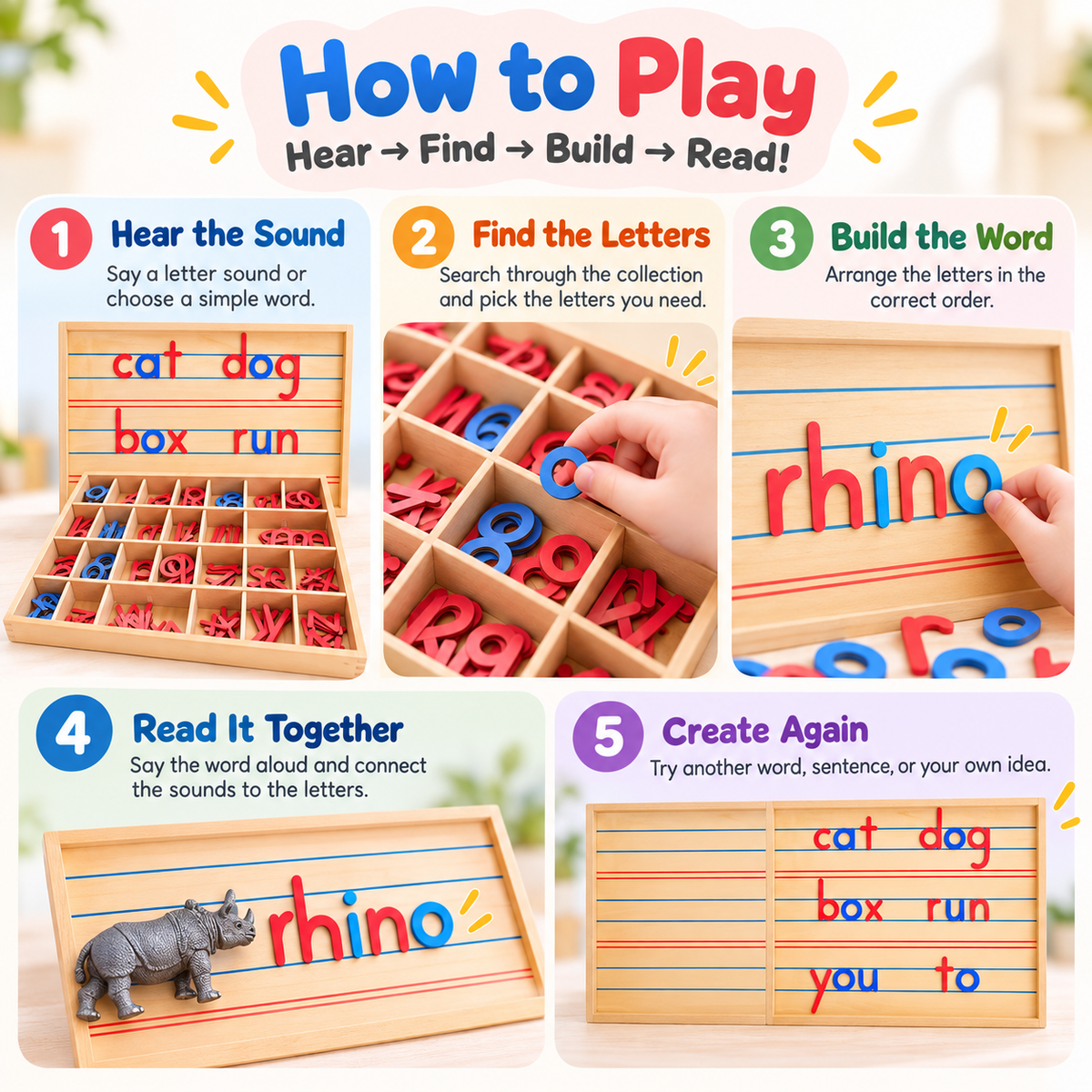 Movable Wooden Alphabet Learning Set