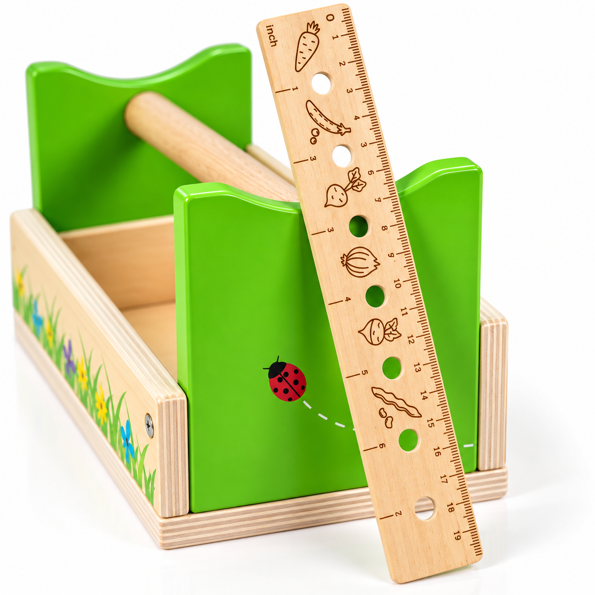 Kids Wooden Gardening Caddy & Tools Set – 11 Piece