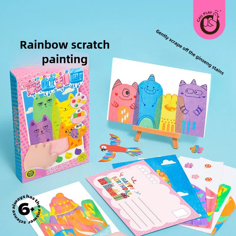 Creative Rainbow Scratch Art Postcard Set