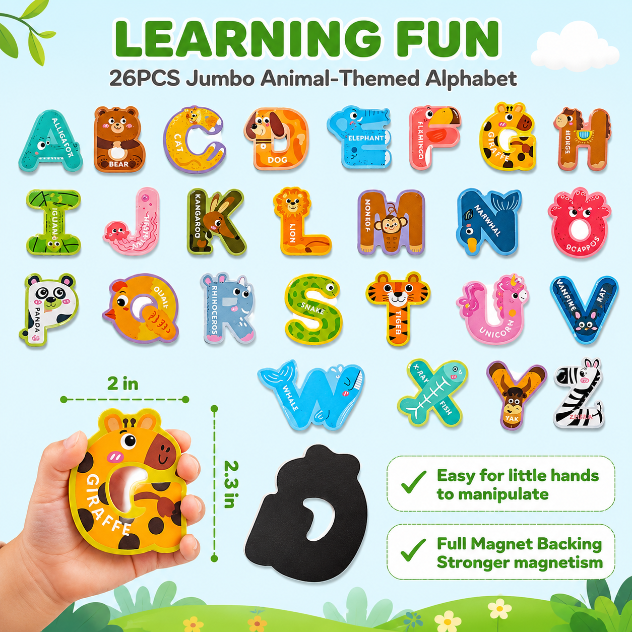 Wooden Magnetic Alphabet Letters Set