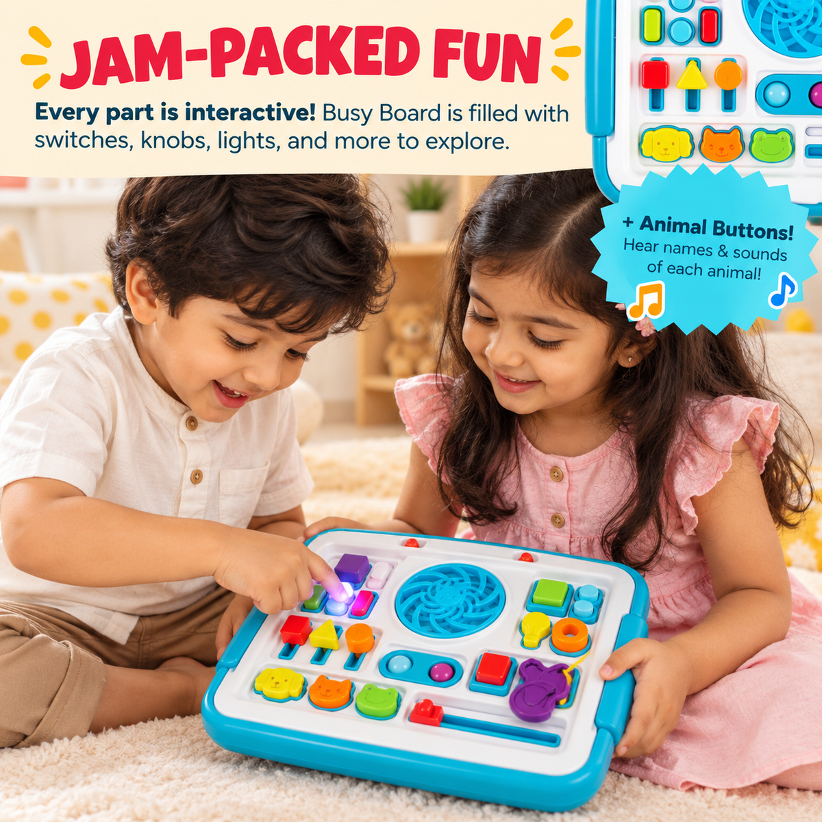 3-in-1 Interactive Lights & Sounds Busy Board