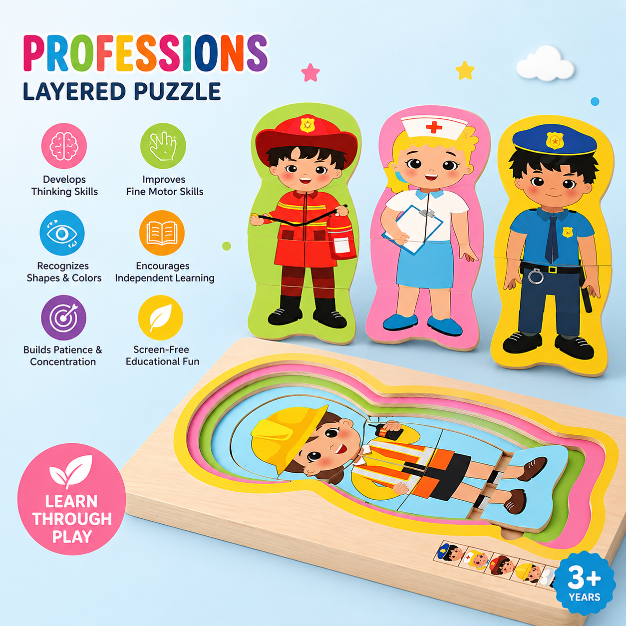Wooden Layered Professions Puzzle