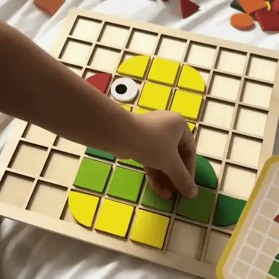 Color Mosaic Puzzle Board – Educational Wooden Pattern Matching Game