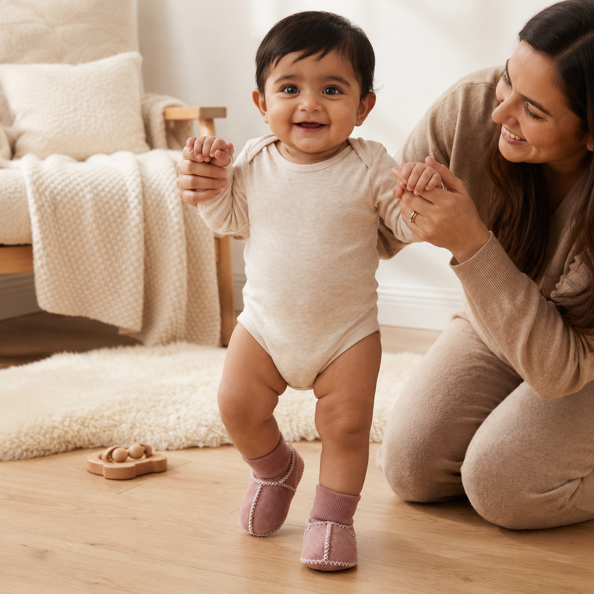 Lined Baby Winter Sock Shoes – Suede Look