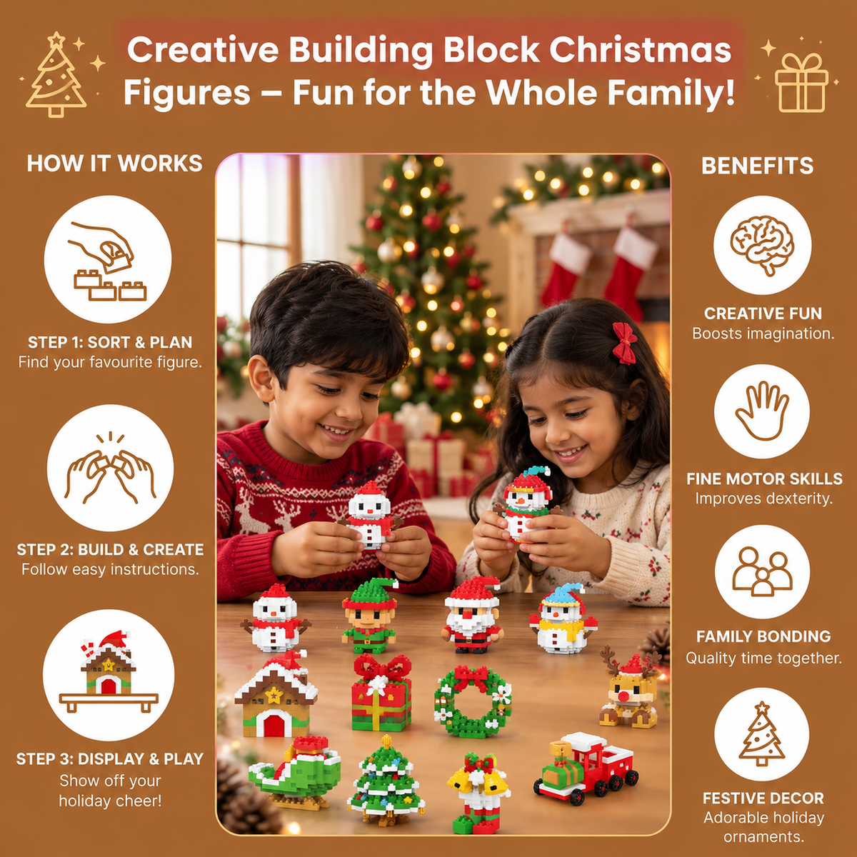 DIY Christmas Building Block Set – 12 Festive Figures