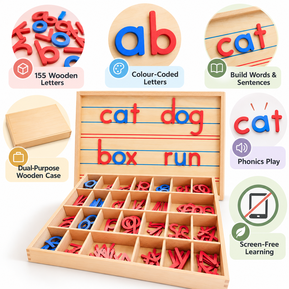 Movable Wooden Alphabet Learning Set