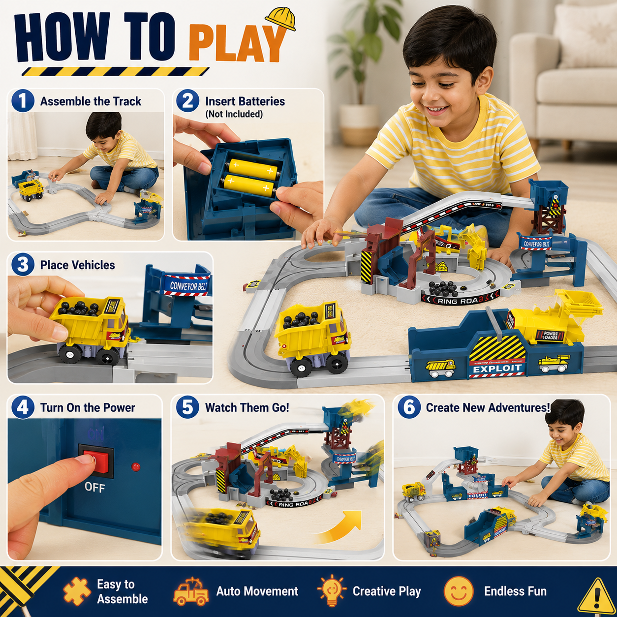 Construction Adventure Electric Track Set