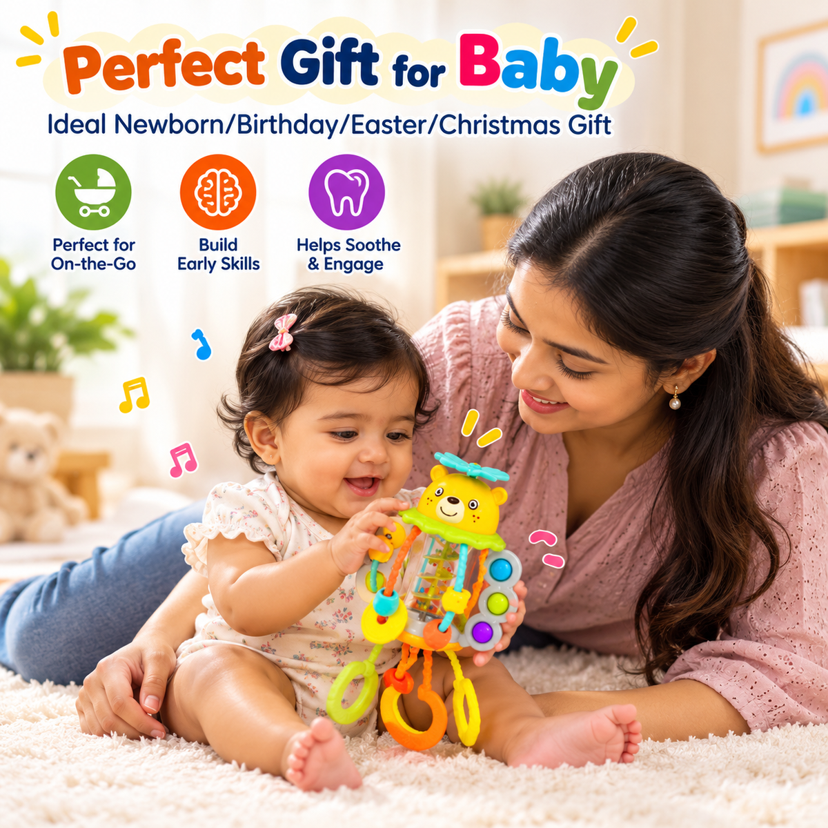 Multi-Sensory Pull & Rattle Teething Toy