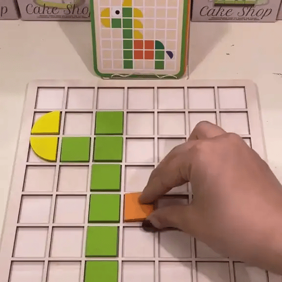 Color Mosaic Puzzle Board – Educational Wooden Pattern Matching Game