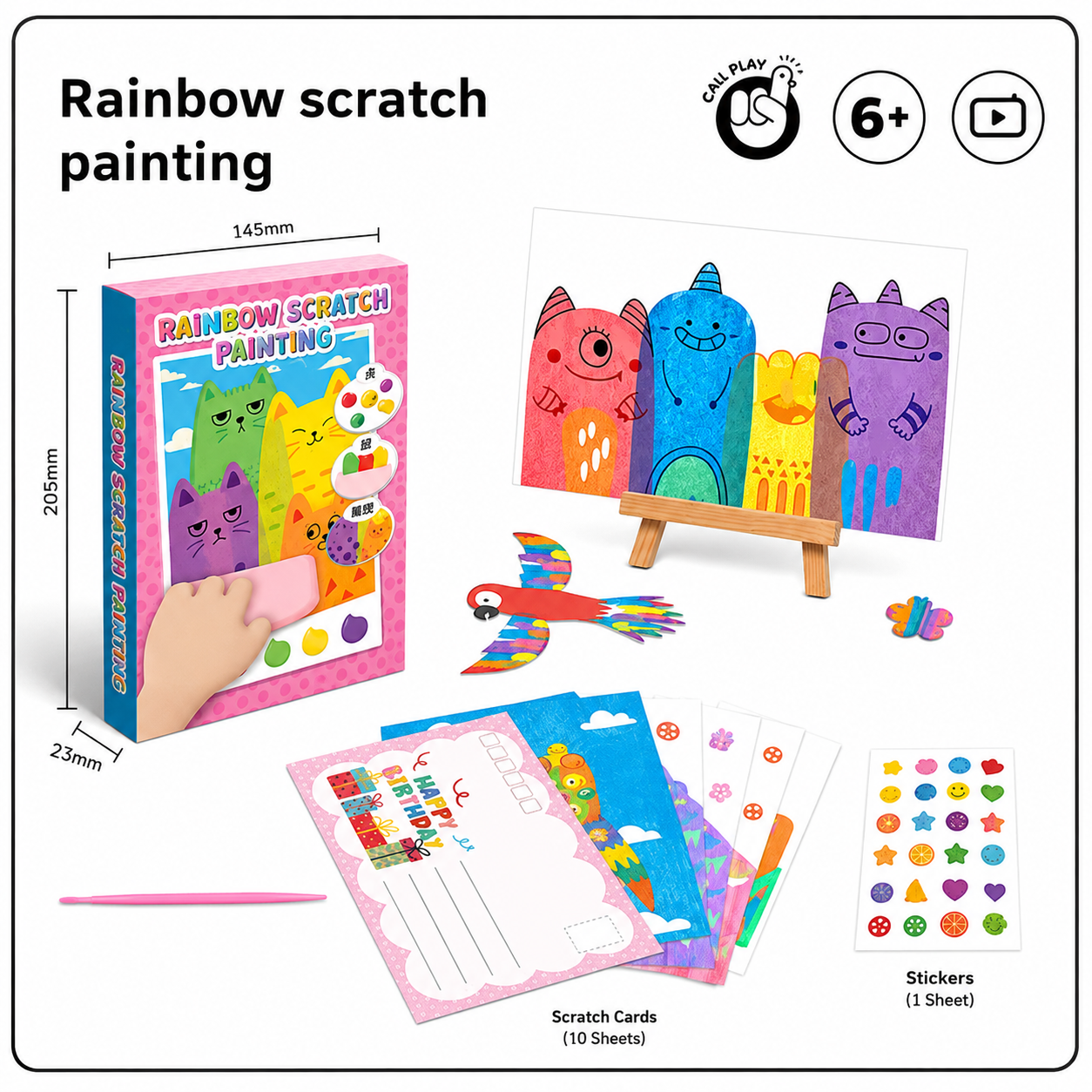Creative Rainbow Scratch Art Postcard Set