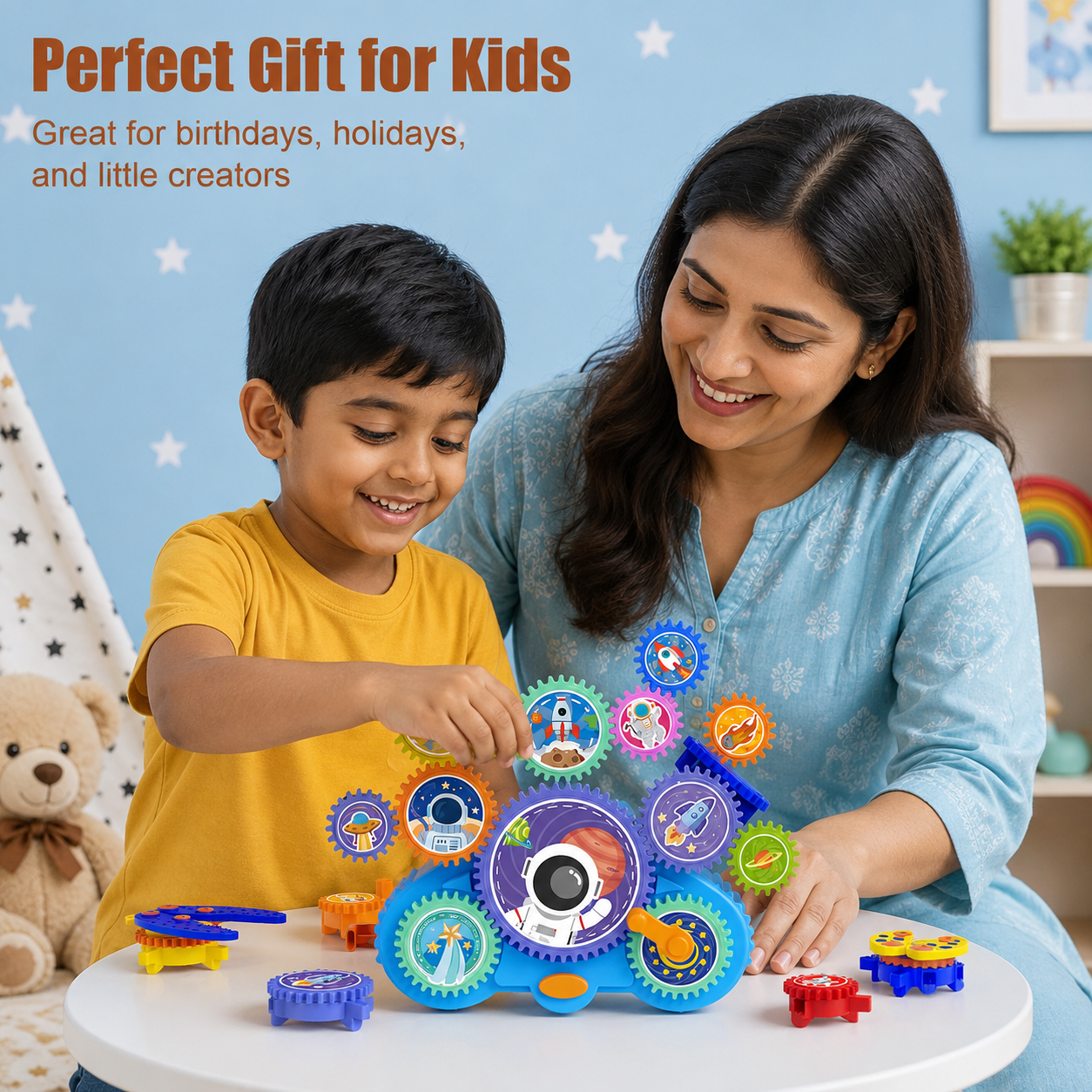 Space Adventure Rotating Gear Building Toy Set