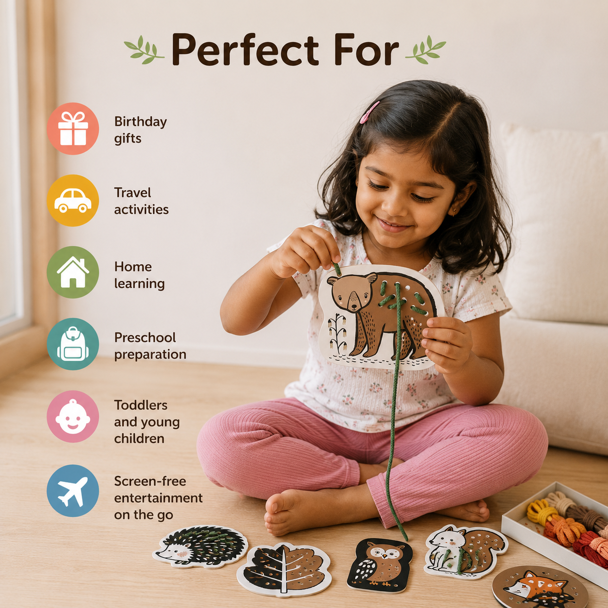 Woodland Animal Lacing Cards