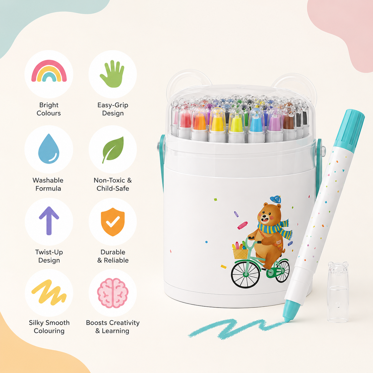Jumbo Washable Toddler Crayons Set of 36-Colour