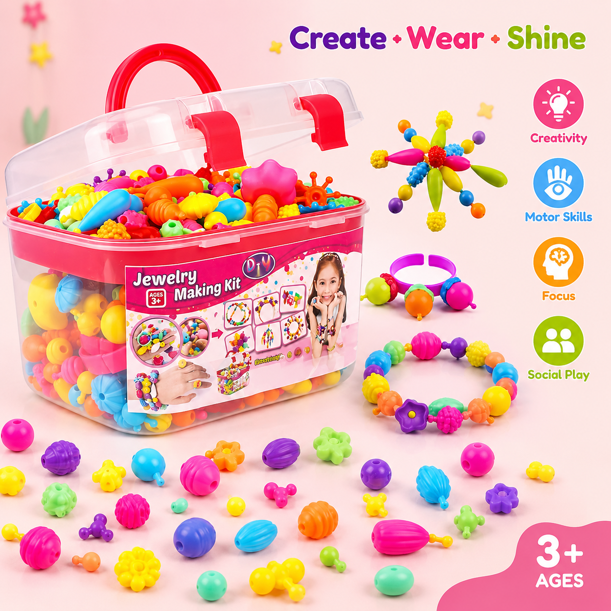 Snap & Sparkle DIY Jewelry Making Kit (520+ Pieces)