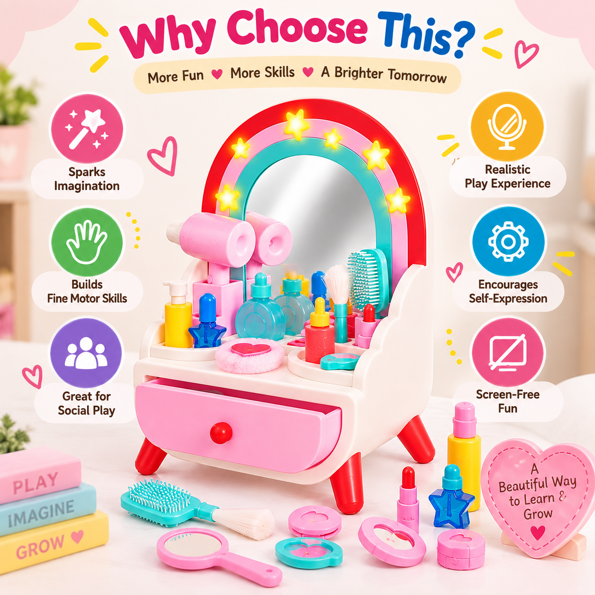 Light-Up Pretend Beauty Vanity Playset