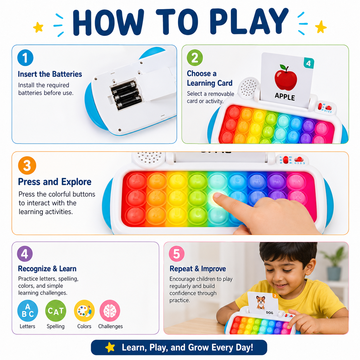 Pop & Learn ABC Spelling Keyboard – Interactive Screen-Free Educational Toy