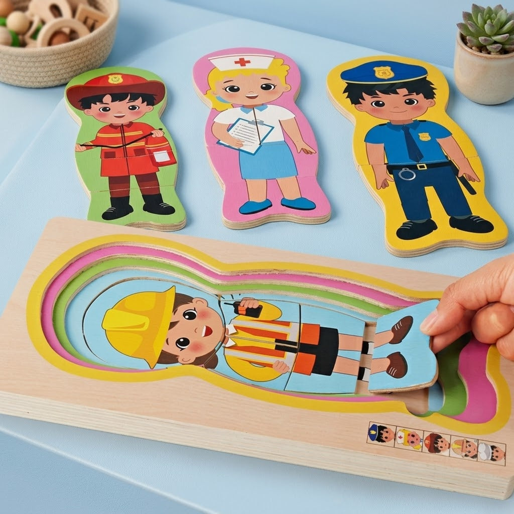 Wooden Layered Professions Puzzle